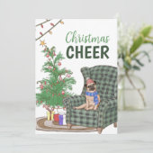 Festive Pug-kerstkaartje met wensen voor feestdag Bedankkaart (Staand voorkant)