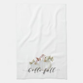 Festive Pumpkin Hallo Herfst Calligrafie Theedoek (Verticaal)