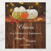 Festive Pumpkins Fall Weddennenlabel Wijn Etiket (Enkel label)