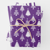 Festive Purple and White Christmas Tree Pattern Inpakpapier Vel (In situ)