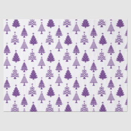 Festive Purple and White Christmas Tree Pattern Tissuepapier