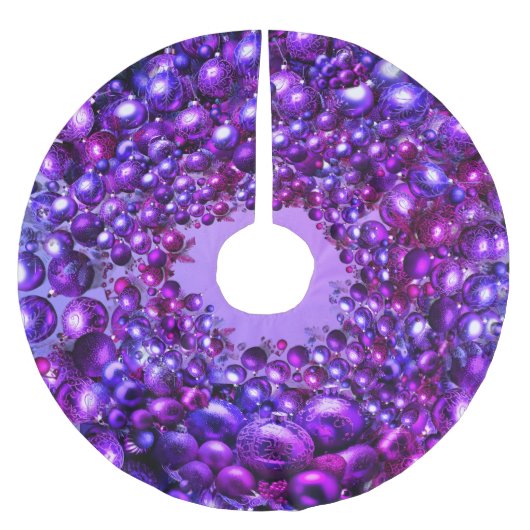 Festive Purple Holiday Tree Skirt Kerstboom Rok (Voorkant)