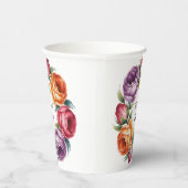 Festive Purple Orange and Red Roses Wedding Papieren Bekers (Rechts)