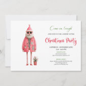Festive Quirky Santa Printable Christmas Invites Kaart (Voorkant)