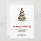 Festive quirky tree greeting card printable feestdagenkaart (Voorkant)