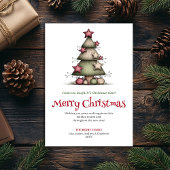 Festive quirky tree greeting card printable feestdagenkaart