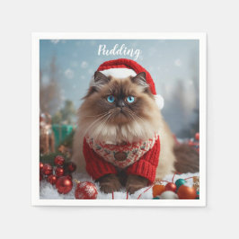 Festive Ragdoll Cat Christmas Personalized  Servet