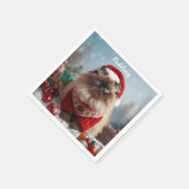 Festive Ragdoll Cat Christmas Personalized  Servet (Hoek)