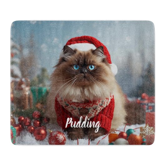 Festive Ragdoll Cat Christmas Personalized  Snijplank (Voorkant)