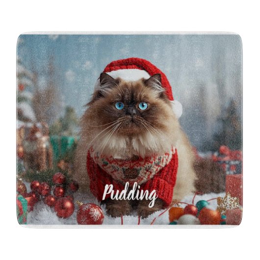 Festive Ragdoll Cat Christmas Personalized  Snijplank (Voorkant)