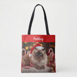 Festive Ragdoll Cat Christmas Personalized  Tote Bag