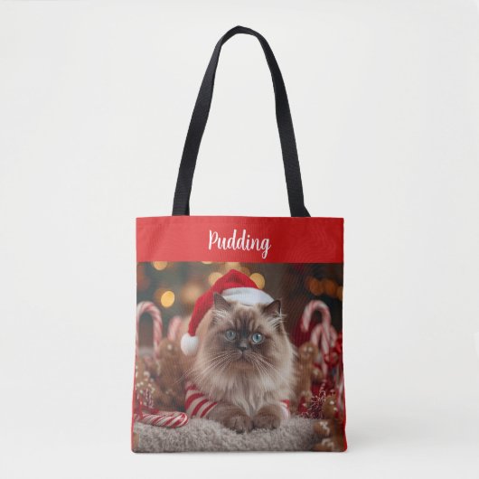 Festive Ragdoll Cat Christmas Personalized  Tote Bag (Voorkant)
