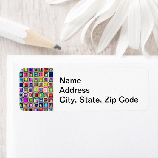 Festive Rainbow Textured Mosaic Tiles Pattern Etiket (Insitu)