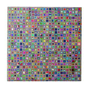 Festive Rainbow Textured Mosaic Tiles Pattern Tegeltje