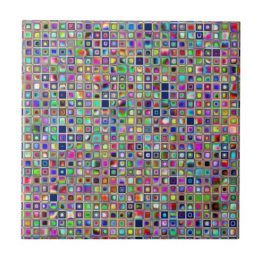 Festive Rainbow Textured Mosaic Tiles Pattern Tegeltje (Voorkant)