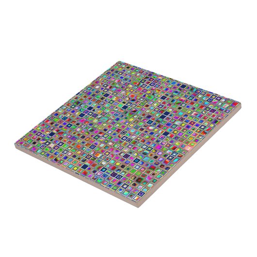 Festive Rainbow Textured Mosaic Tiles Pattern Tegeltje (Zijkant)