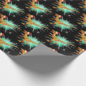 Festive Raptor Star Velociraptor Xmas Dinosaur Art Cadeaupapier (Hoek)