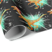 Festive Raptor Star Velociraptor Xmas Dinosaur Art Cadeaupapier (Rol Hoek)