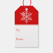 Festive Real Snowflake Red and White Gift Tags