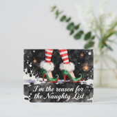Festive Reason for the Naughty List Elf Legs Feestdagenkaart (Staand voorkant)