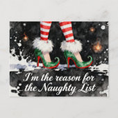 Festive Reason for the Naughty List Elf Legs Feestdagenkaart (Voorkant)