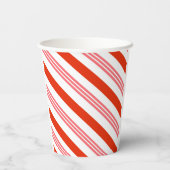 Festive Red aardbery Candy Cane Stripe Kerstmis Papieren Bekers (Achterkant)