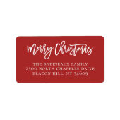 Festive Red Address Merry Kerstscript Etiket (Voorkant)