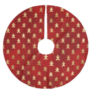 Festive Red and Gold Foil Winter Gingerbrood Man Kerstboom Rok