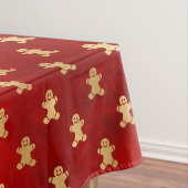 Festive Red and Gold Foil Winter Gingerbrood Man Tafelkleed (Voorbeeld)