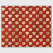 Festive Red and Gold Foil Winter Poinsettia Flower Cadeaupapier (Vlak)