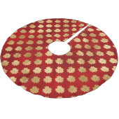Festive Red and Gold Foil Winter Poinsettia Flower Kerstboom Rok (Gekanteld)