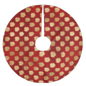 Festive Red and Gold Foil Winter Poinsettia Flower Kerstboom Rok (Voorkant)