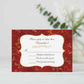 Festive Red and Gold Holiday RSVP-kaart RSVP Kaartje (Staand voorkant)
