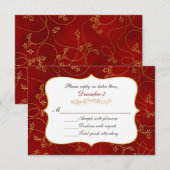 Festive Red and Gold Holiday RSVP-kaart RSVP Kaartje (Voorkant / Achterkant)