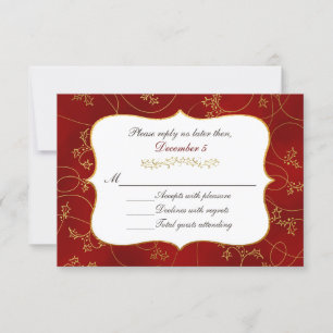Festive Red and Gold Holiday RSVP-kaart RSVP Kaartje