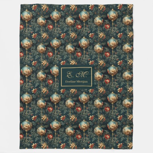 Festive red and gold luxury baubles blanket custom fleece deken (Voorkant)