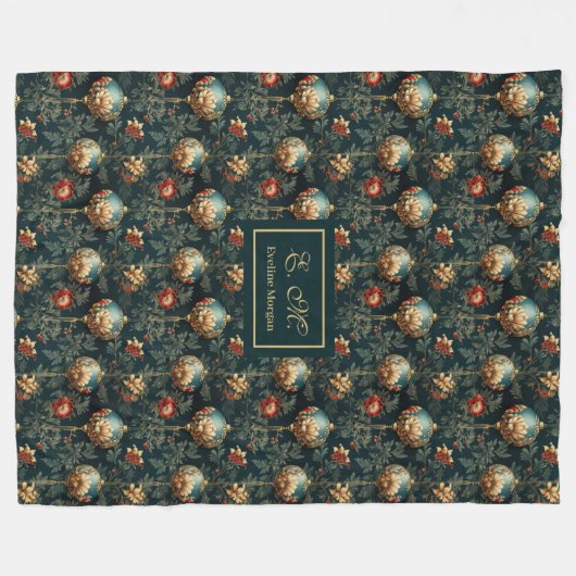 Festive red and gold luxury baubles blanket custom fleece deken (Voorkant (Horizontaal))