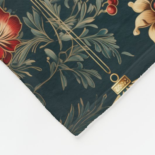 Festive red and gold luxury baubles blanket custom fleece deken (Hoek)