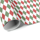 Festive Red and Green Argyle Diamonds Xmas Cadeaupapier (Rol Hoek)