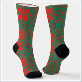 Festive Red and Green Pattern Sokken
