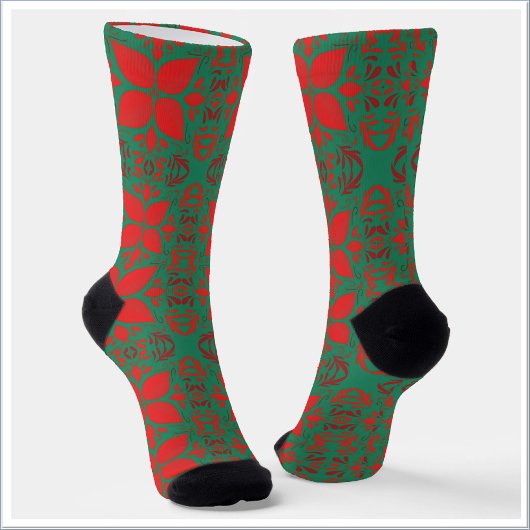 Festive Red and Green Pattern Sokken