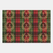 Festive Red And Green Plaid With Custom Monogram Inpakpapier Vel (Voorkant 3)