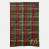 Festive Red And Green Tartan With Custom Monogram Theedoek (Verticaal)