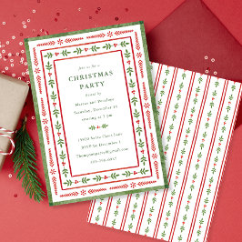 Festive Red and Green Watercolor Christmas Party Kaart