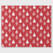 Festive Red and White Christmas Tree Pattern Cadeaupapier (Vlak)