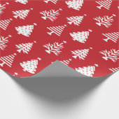 Festive Red and White Christmas Tree Pattern Cadeaupapier (Hoek)