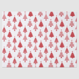 Festive Red and White Christmas Tree Pattern Tissuepapier