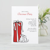 Festive Red and White Dog-kerstparty Kaart (Staand voorkant)