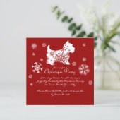 Festive Red and White Dog-kerstparty Kaart (Staand voorkant)
