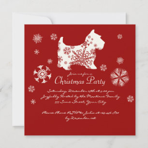 Festive Red and White Dog-kerstparty Kaart